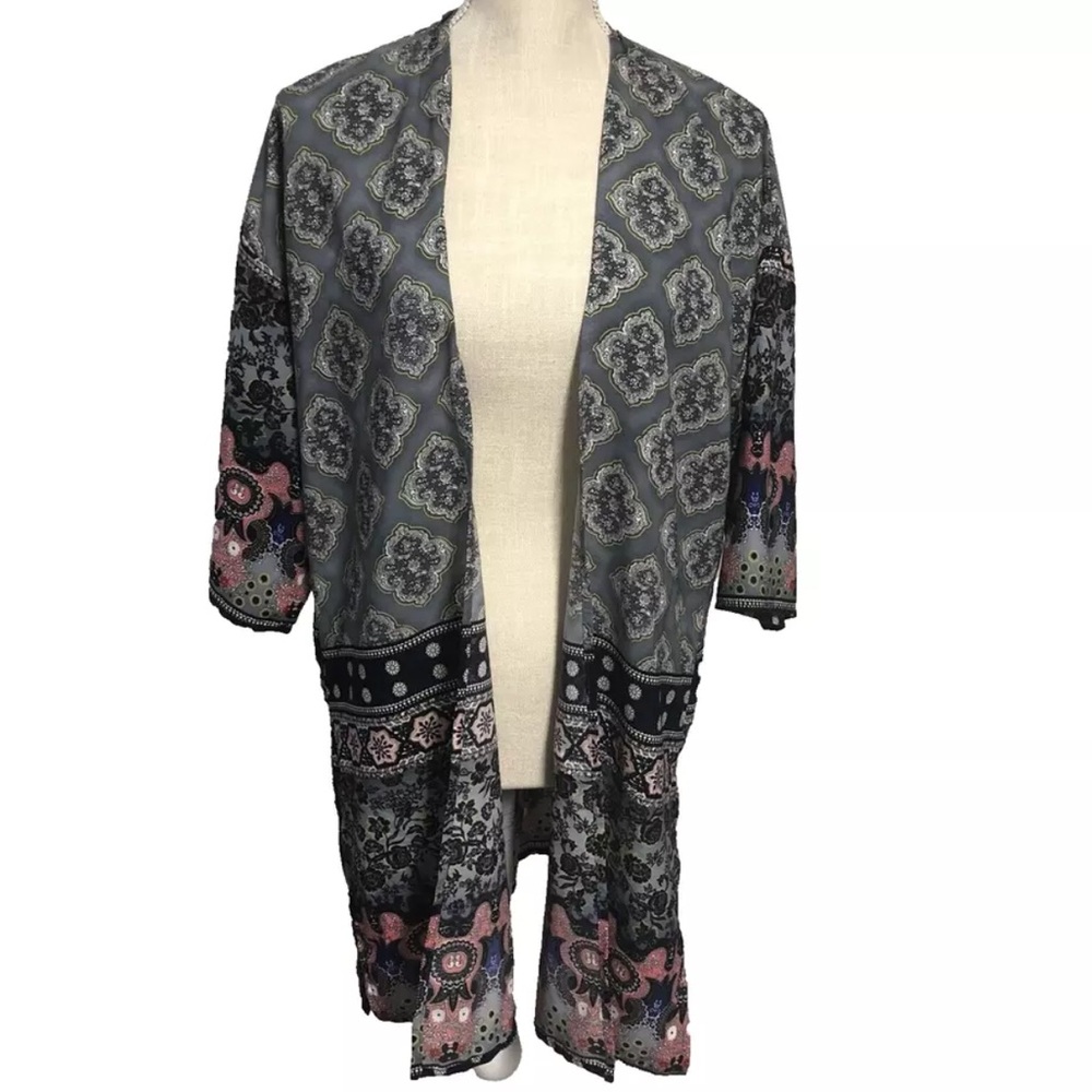 Julie Billiart Open Front Floral Kimono Cardigan Size MEDIUM
